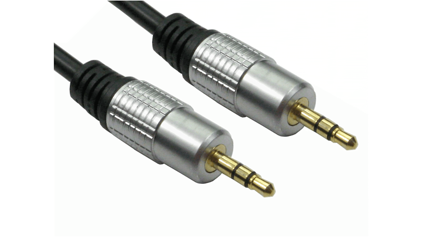 RS PRO Aux Kabel, Stereo-Jack, 3,5 mm / Stereo-Jack, 3,5 mm Stecker Stecker L. 3m Schwarz
