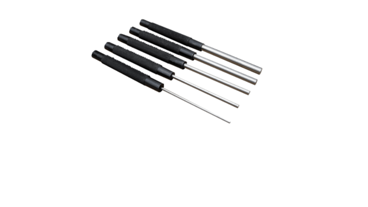 RS PRO 5-Piece Punch Set, Parallel Pin Punch, 3.2 - 9.5 mm Shank, 205 mm Overall