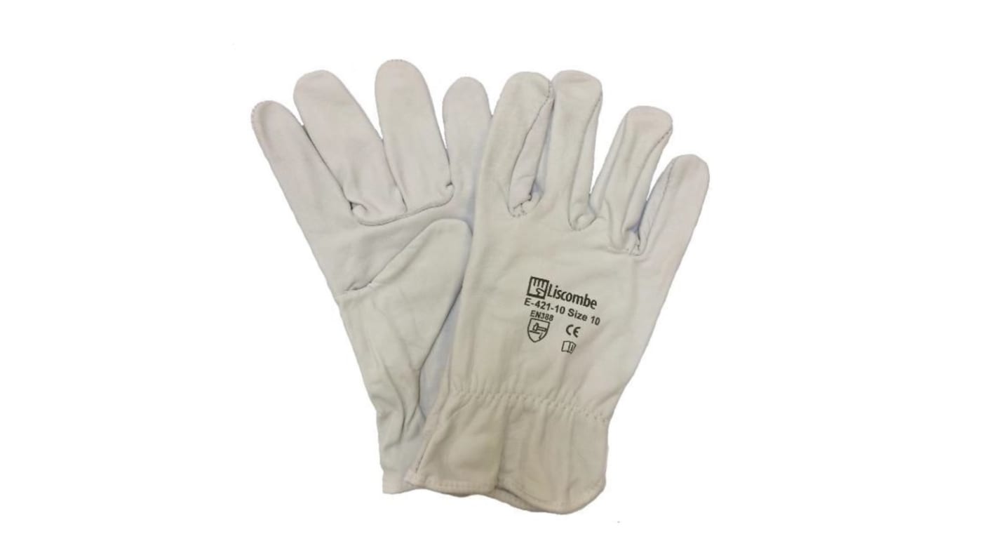 Liscombe Grey Leather Cut Resistant Work Gloves, Size 8, Medium, Leather Coating