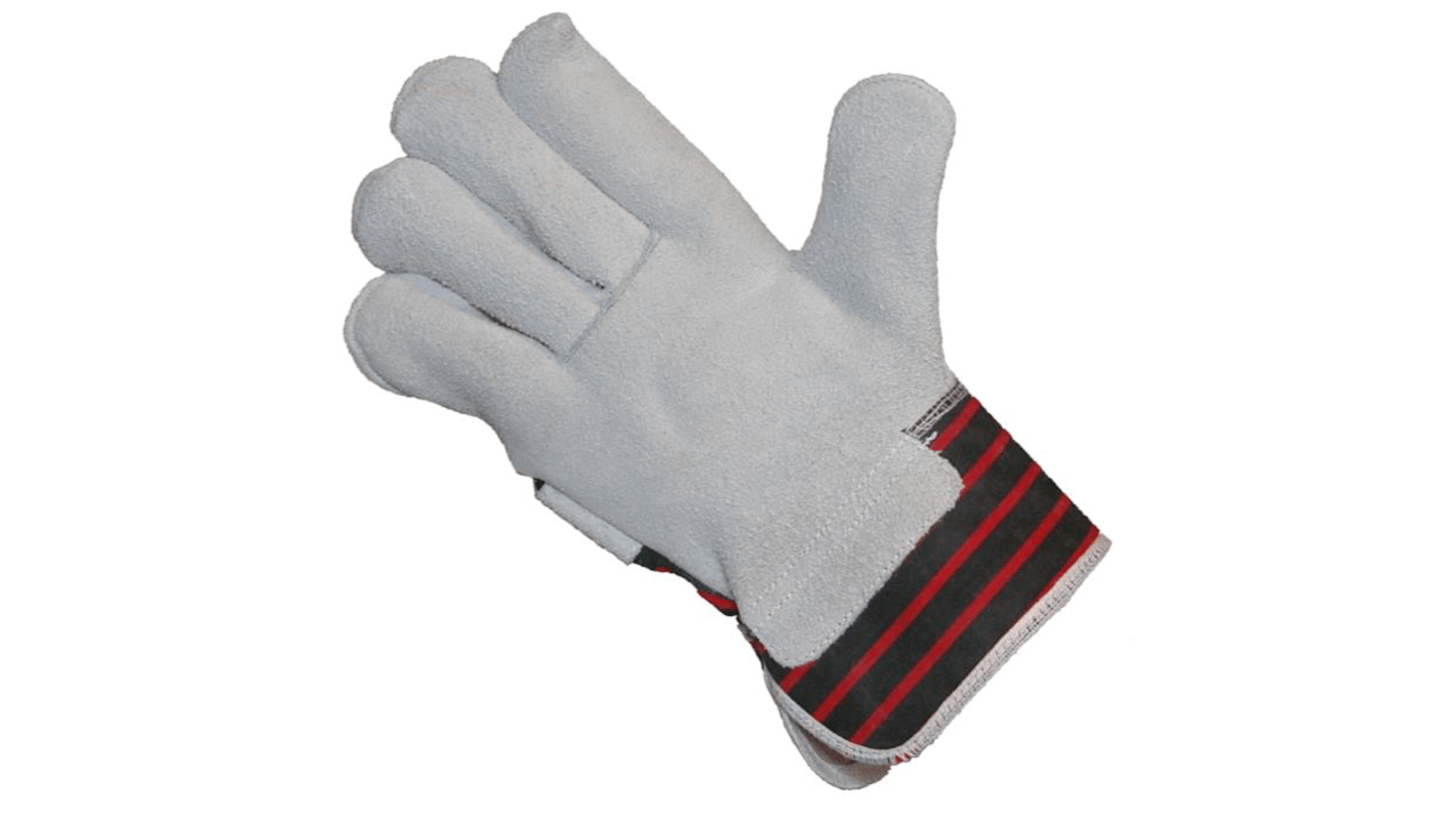 Liscombe Grey Leather Work Gloves, Size 9, Leather Coating