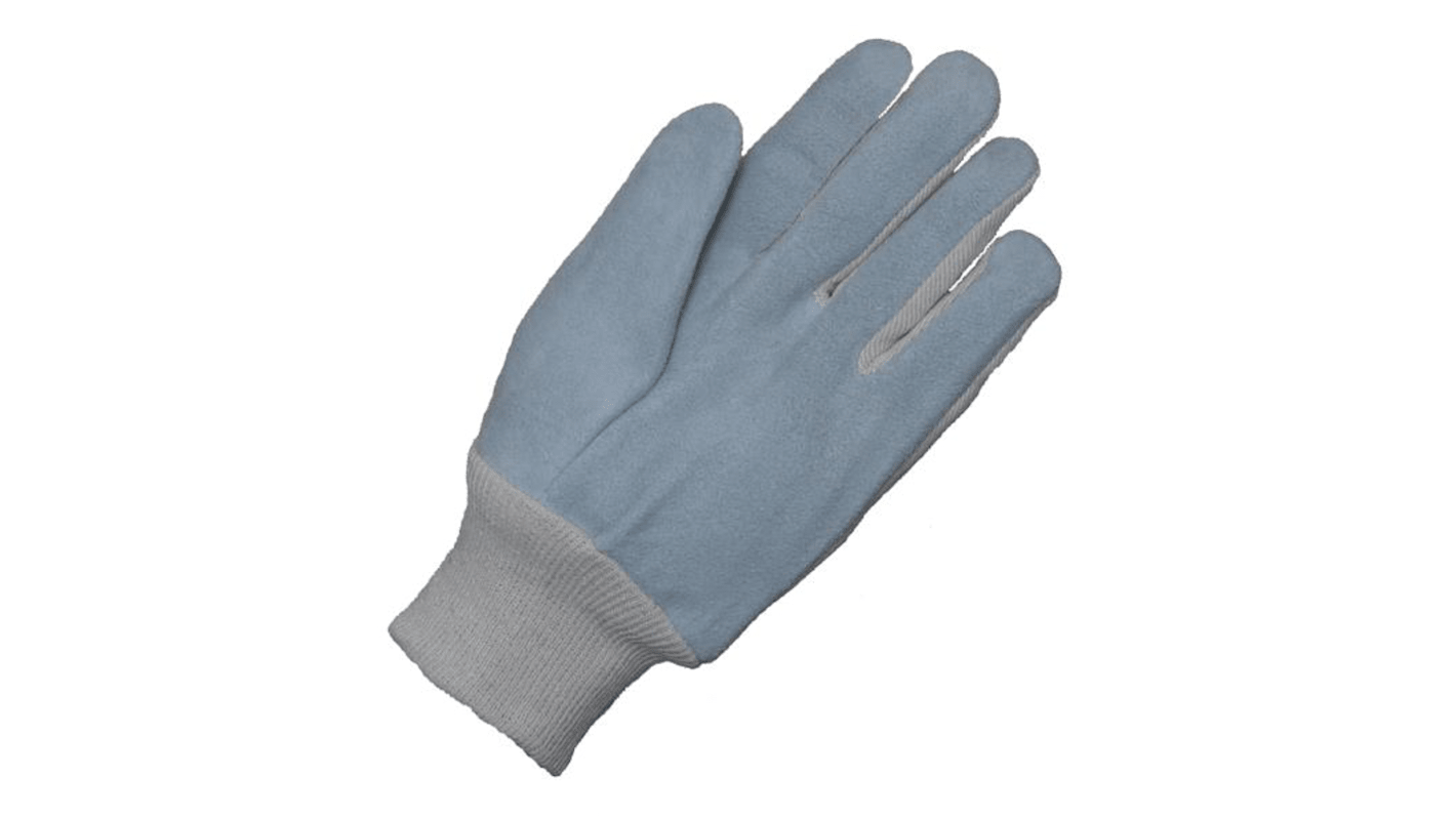 Liscombe Grey Cotton, Leather General Purpose Work Gloves, Size 9, Large, Chrome Cotton Coating