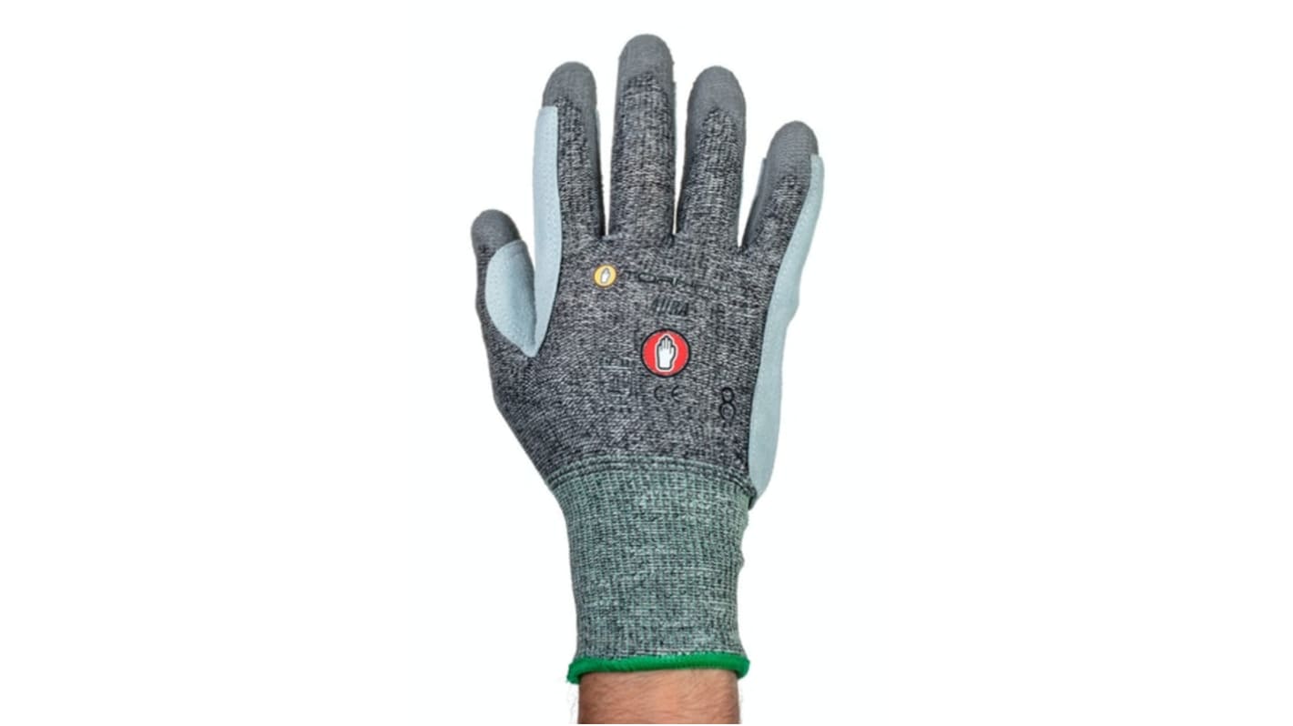 Tornado Aura Grey Yarn Cut Resistant Cut Resistant Gloves, Size 8, Medium, Polyurethane Coating