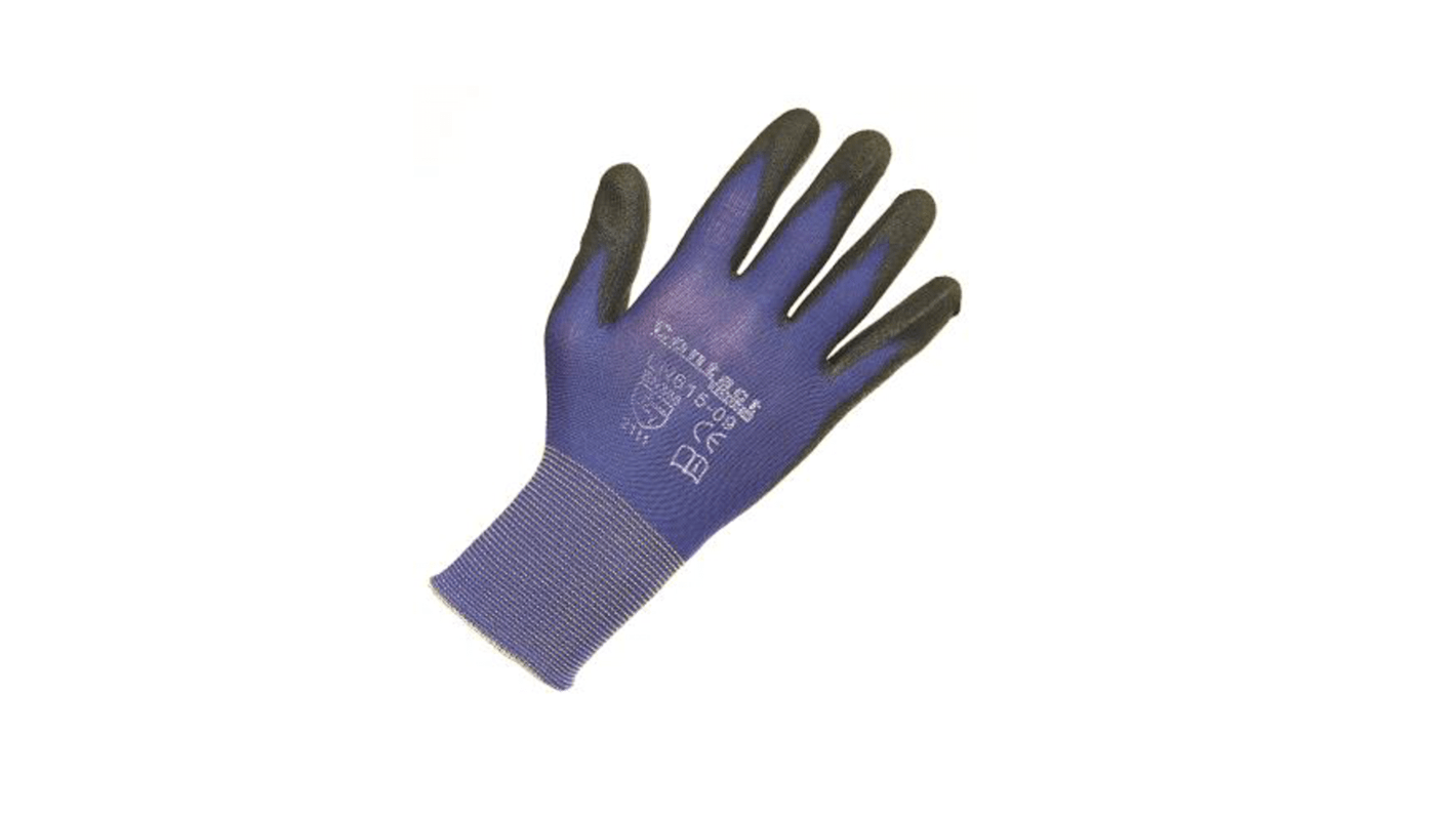 Liscombe Contact Touch Blue Nylon Work Gloves, Size 9, Large, Polyurethane Coating
