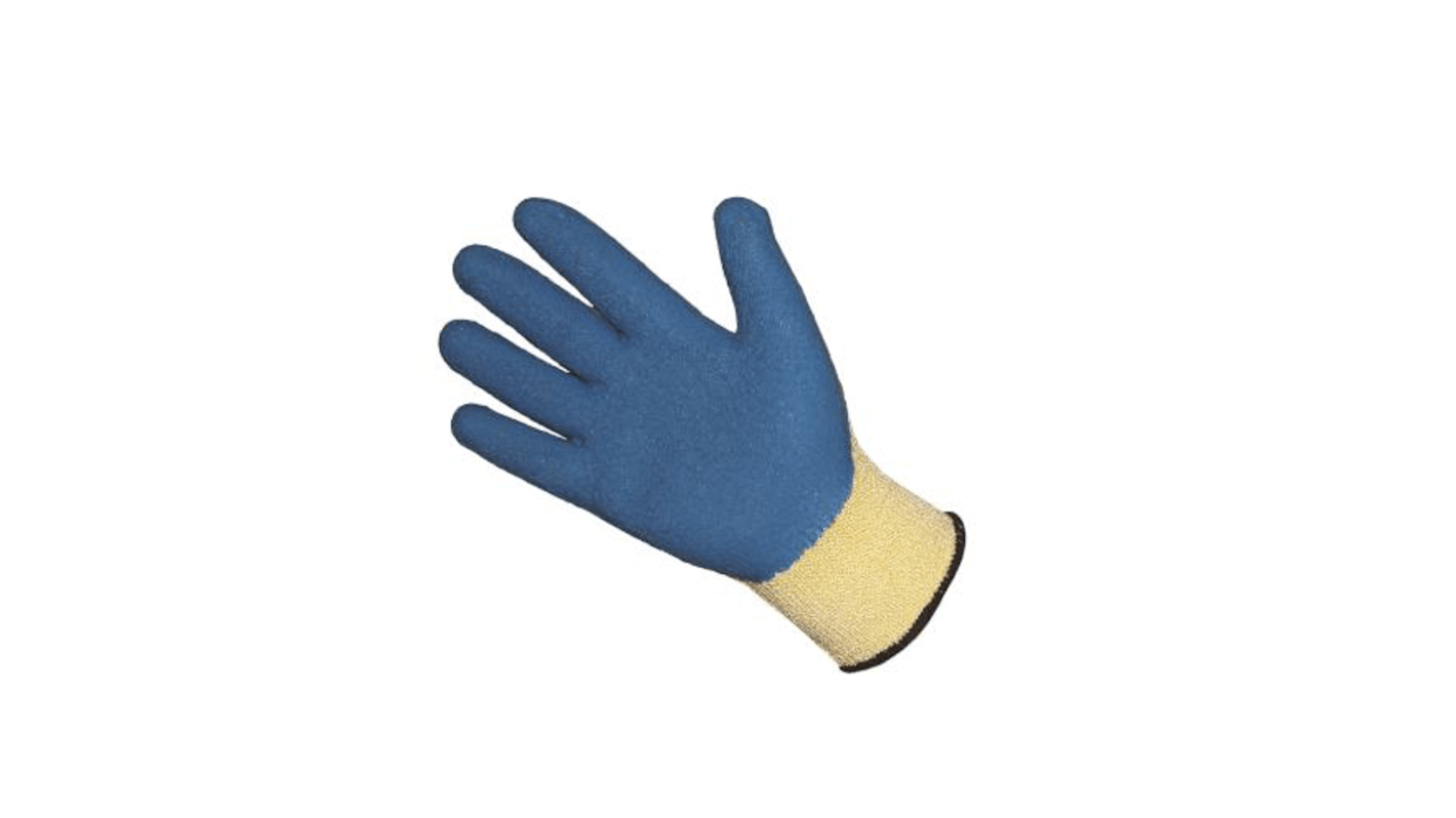 Liscombe Contact D Cut Yellow Fibres Cut Resistant Cut Resistant Gloves, Size 9, Large, Latex Coating