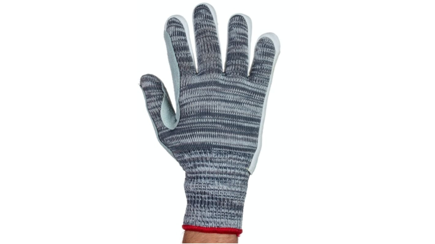 Tornado Aquaglass Grey Yarn Cut Resistant Cut Resistant Gloves, Size 10, Large, Leather Coating