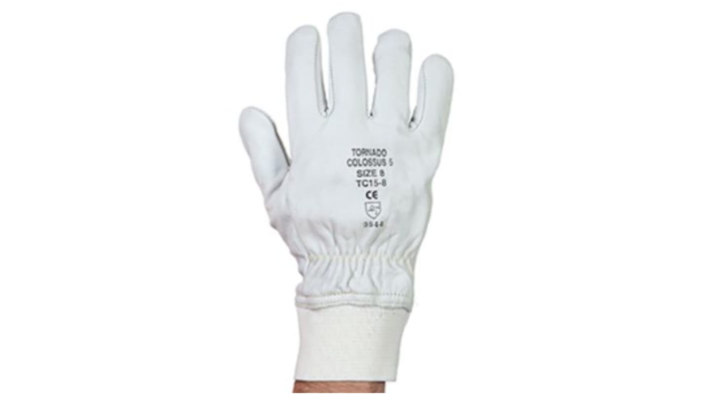 Tornado Colossus Grey Yarn Cut Resistant Cut Resistant Gloves, Size 10, Large, Leather Coating