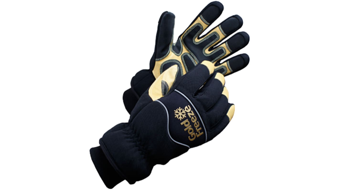 Goldfreeze Coldstore Gloves Black/Yellow Waterproof Gloves, Size 7, Small