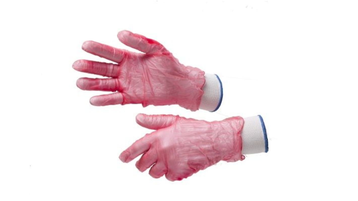 Reldeen Red Powdered Vinyl Disposable Gloves, Size 7, Small, 100 per Pack
