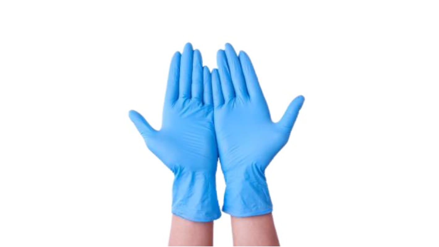 Guantes desechables Reldeen sin polvo de Vinilo Azul, talla 10, XL, caja de 100 unidades