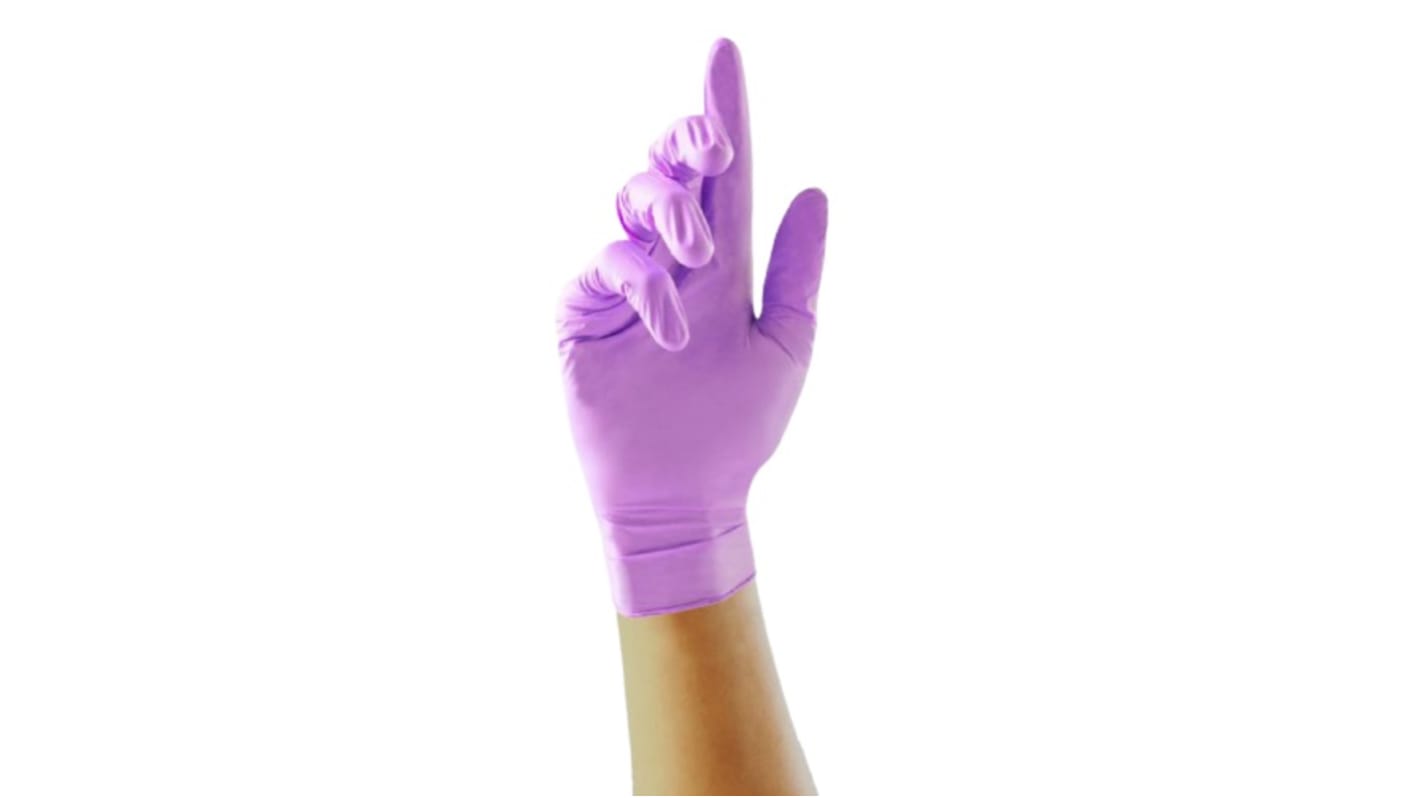 Unigloves Violet Powder-Free Nitrile Disposable Gloves, Size 7, Small, 100 per Pack