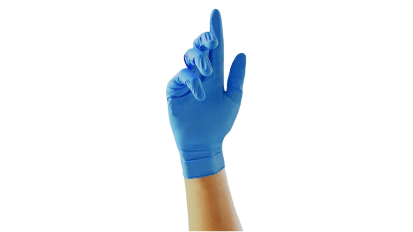 Unigloves Blue Powder-Free Nitrile Disposable Gloves, Size 7, Small, 200 per Pack