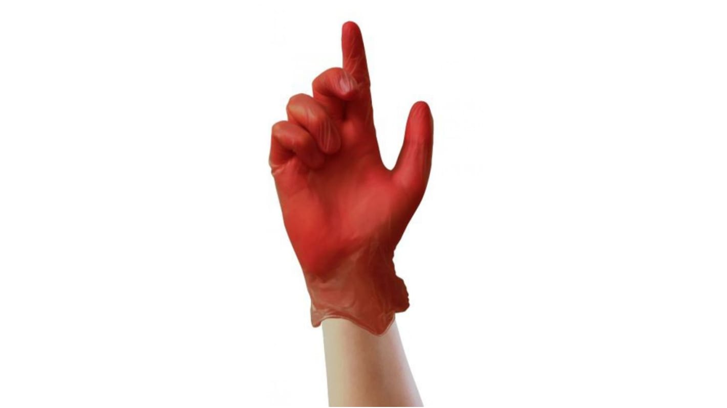 Unigloves Red Powder-Free Vinyl Disposable Gloves, Size 7, Small, 100 per Pack