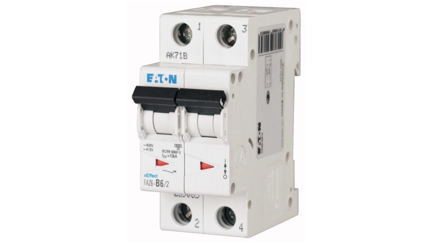 Interruttore magnetotermico Eaton 2P 1.5A, Tipo C