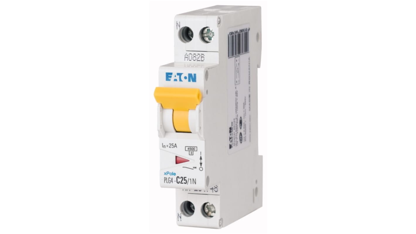 Eaton MCB, 1P+N, 25A Curve B