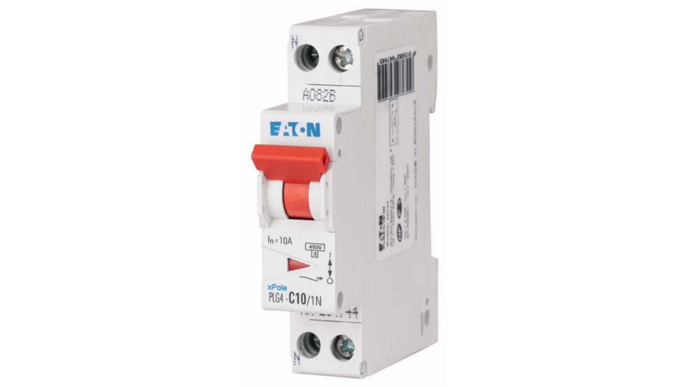 Eaton MCB Leitungsschutzschalter Typ C, Pol 1P+N 10A 230V, Abschaltvermögen 4,5 kA DIN-Schienen-Montage