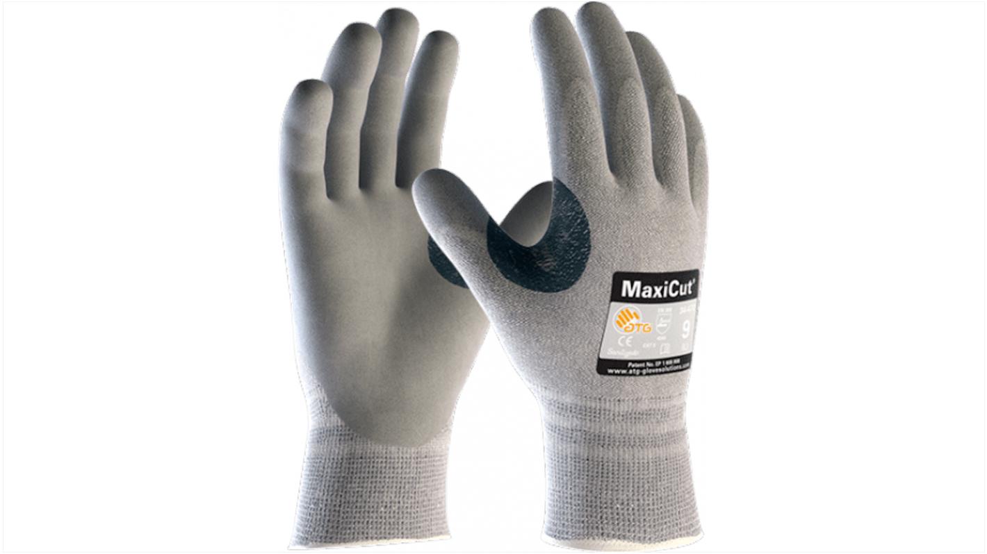 ATG Maxicut Grey Spandex Cut Resistant Work Gloves, Size 6, NBR Coating