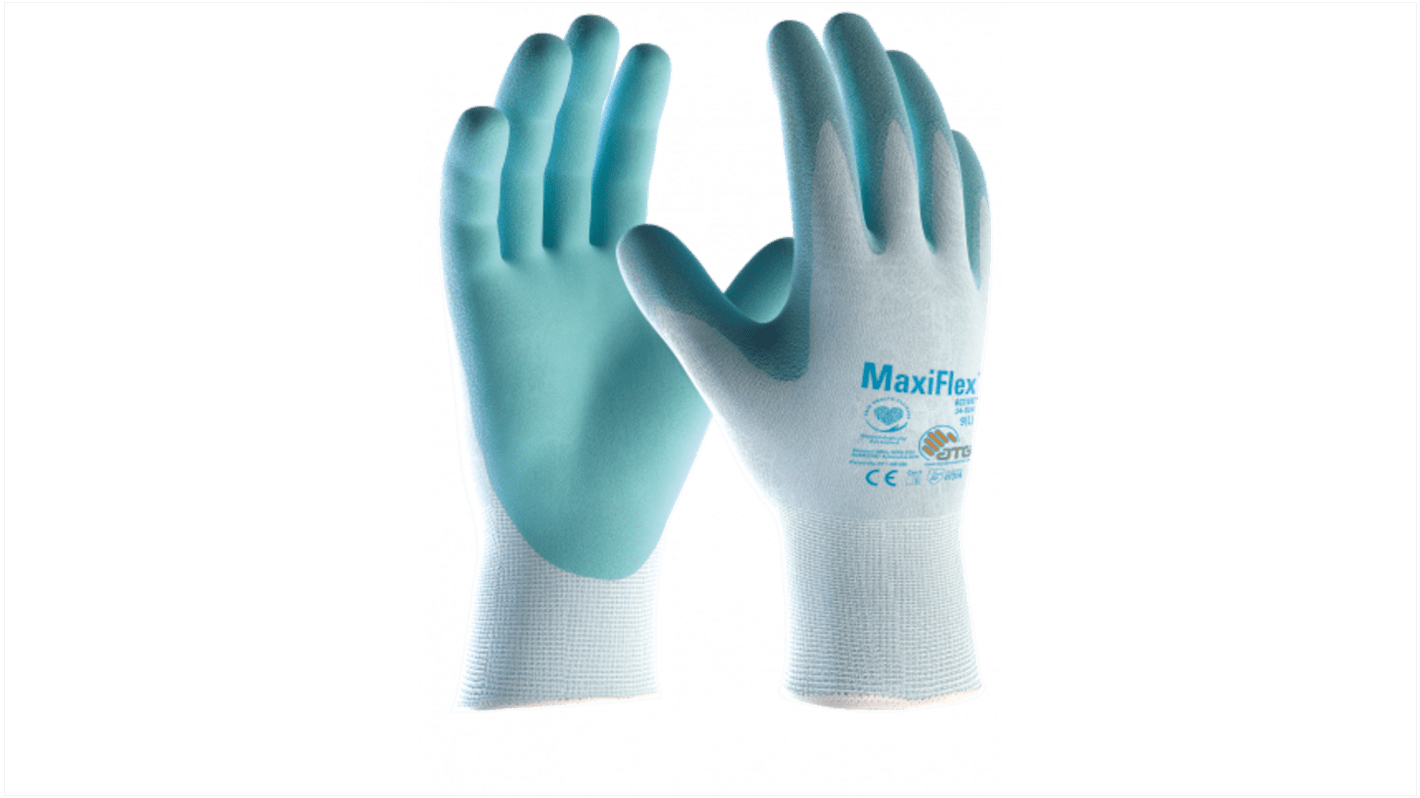 ATG Maxiflex Light Blue Spandex Heat Resistant Work Gloves, Size 7, NBR Coating