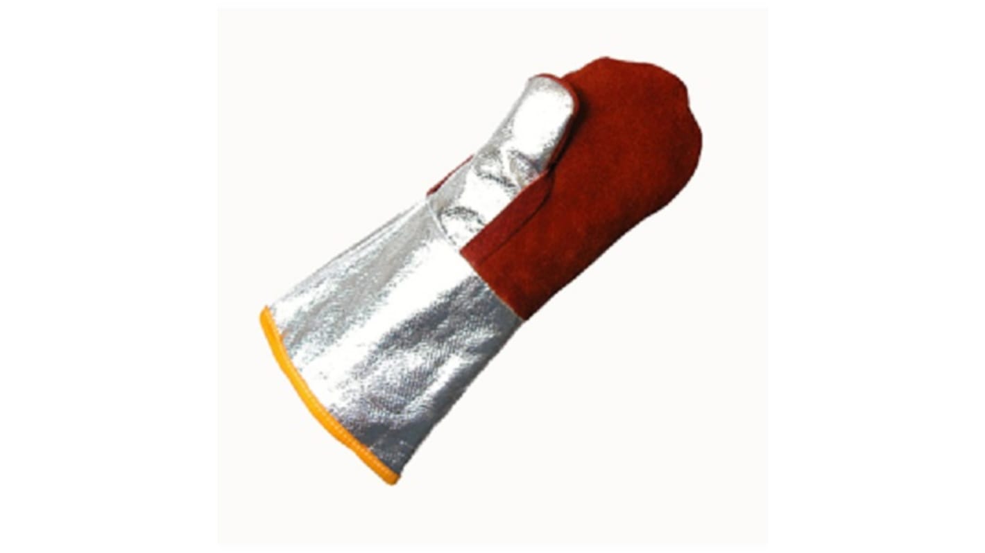 Liscombe Red Leather Heat Resistant Work Gloves, Size 9, Aluminised Brontoguard Leather Coating