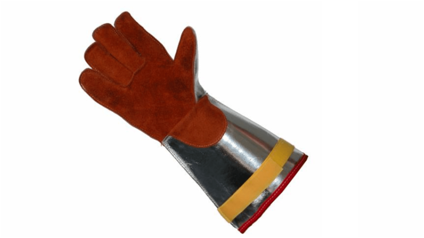 Liscombe Red Leather Heat Resistant Work Gloves, Size 9, Aluminised Brontoguard Leather Coating