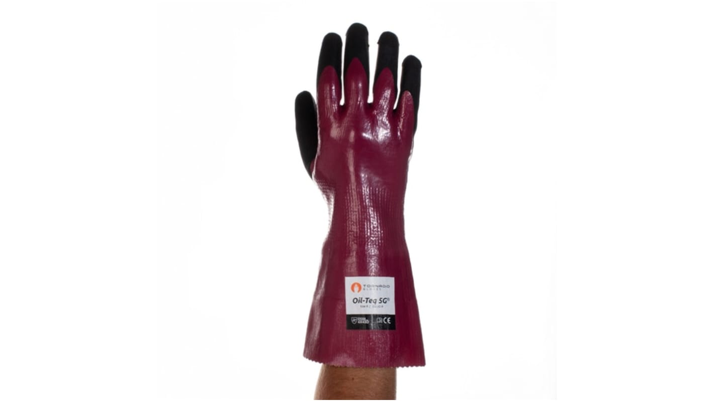 Tornado Oil-Teq 5G Black 13 Gauge Mixed Cut Fibre Abrasion Resistant Work Gloves, Size 10, Large, Polymer Coating