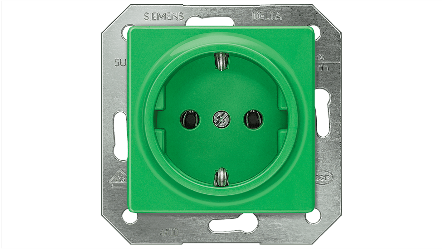 Conector hembra, DELTA, Verde, 250 V, 16A, IP20