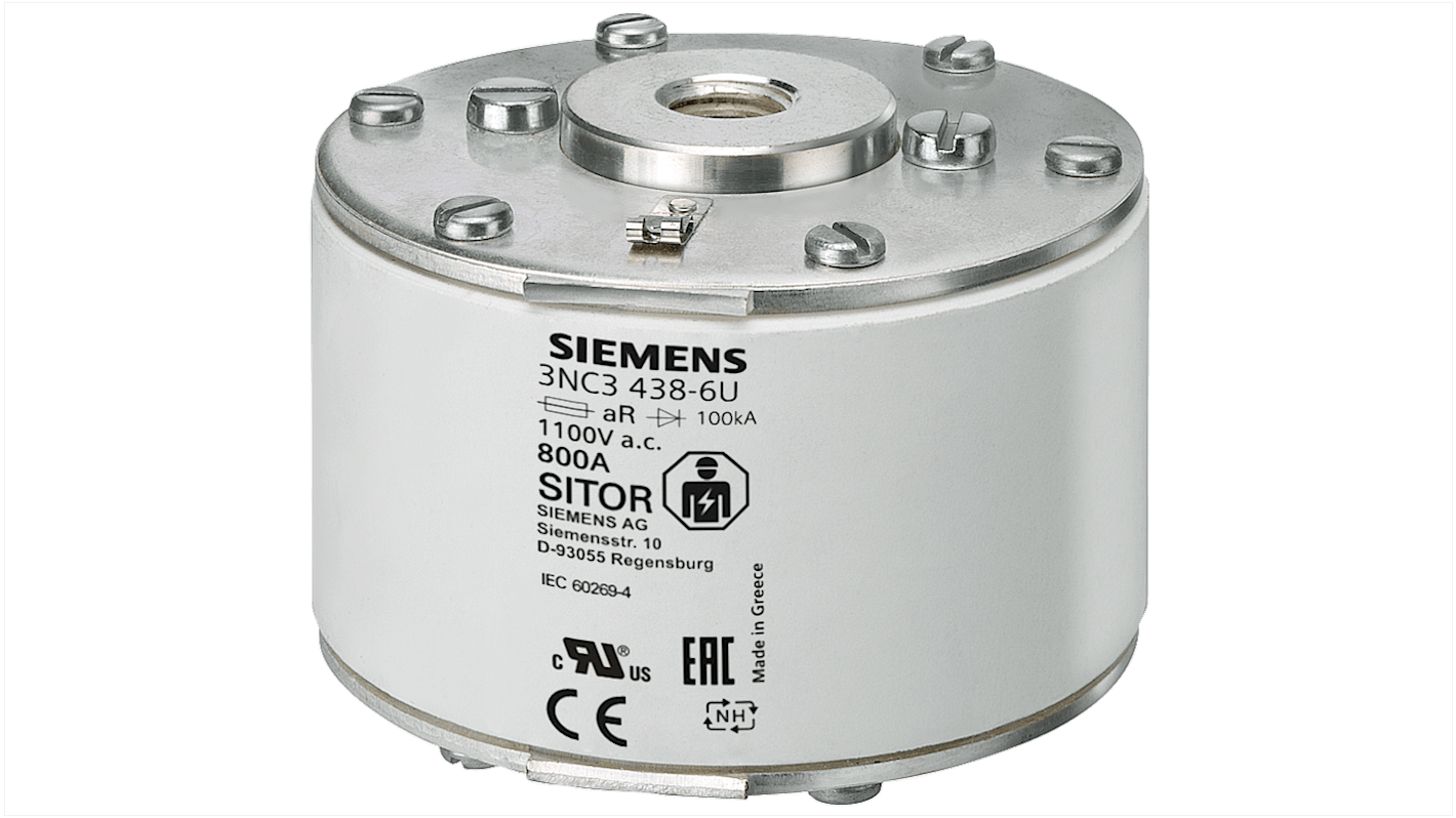 Fusible de cuerpo cuadrado Siemens, 3NC3436-6U, tamaño NH3, 630A 440V