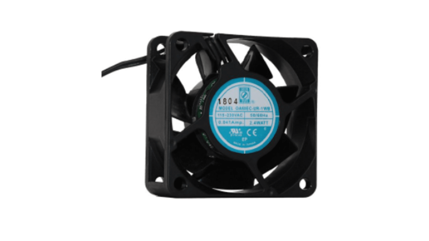 RS PRO AC-Axiallüfter, Kugellager, 96 → 265 V AC / 2.2 ± 30%W, 60 x 60 x 25mm, 3000U/min, 19.1 ± 10%cfm