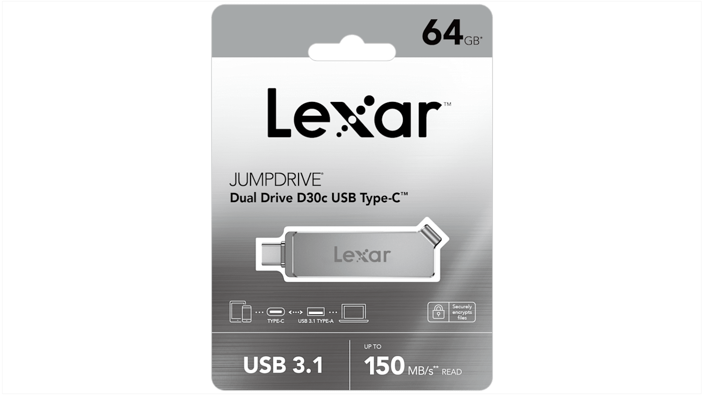 Lexar TLC, USB-Flash-Laufwerk, 64 GB, USB 3.1, AES 256 bit, JumpDrive