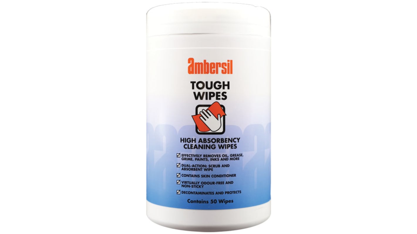 Salviette umidificate Ambersil TOUGH WIPES, conf. da 50 pz.