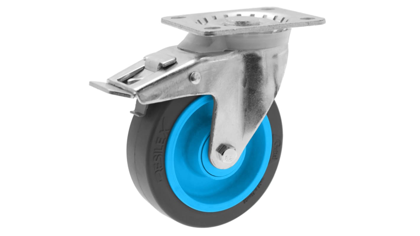 Guitel Hervieu Braked Swivel Castor Wheel, 250kg Capacity, 125mm Wheel