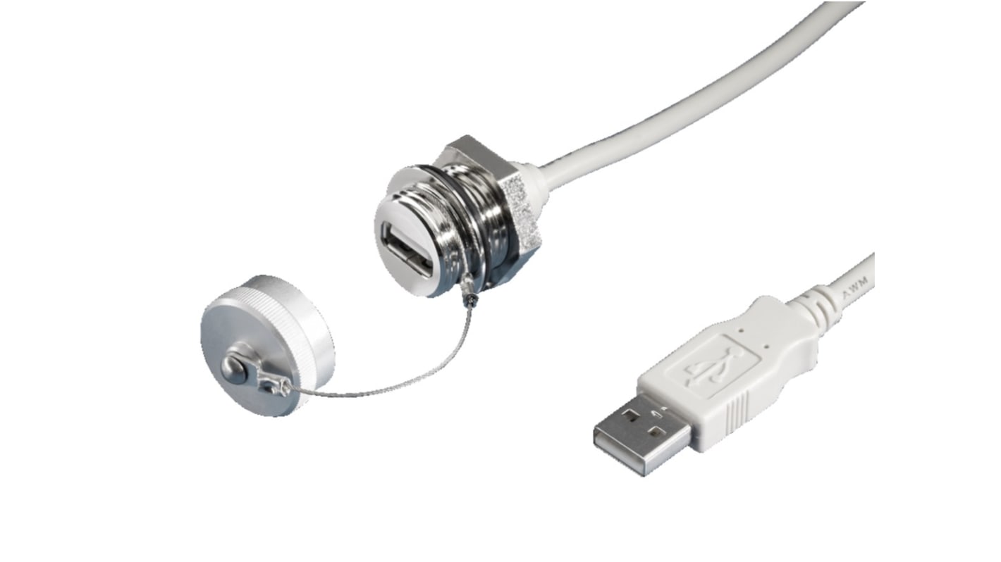 Rittal Horizontal, Wall Mount, Female to Male 2.0 IP66, IP67 USB Connector