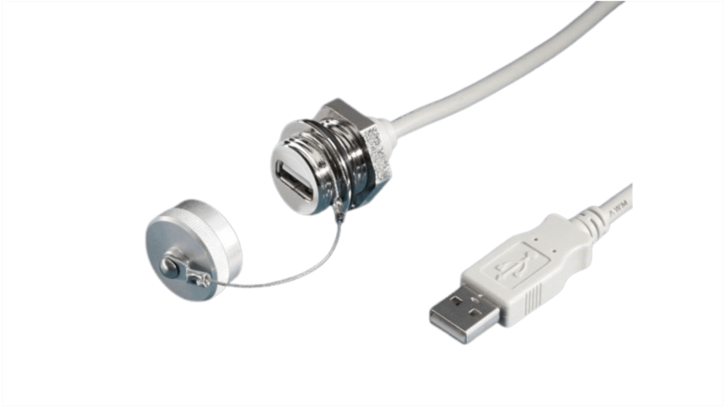 Rittal Horizontal, Wall Mount, Female to Male 2.0 IP66, IP67 USB Connector