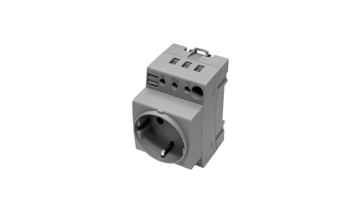 Conector hembra, Gris, 250 V, 16A