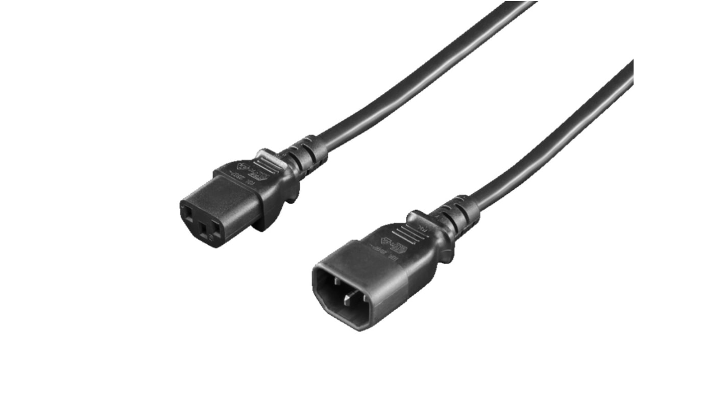 Cable de alimentación Rittal Negro de 1.8m, con. A IEC C14, con. B IEC C13, 230 V