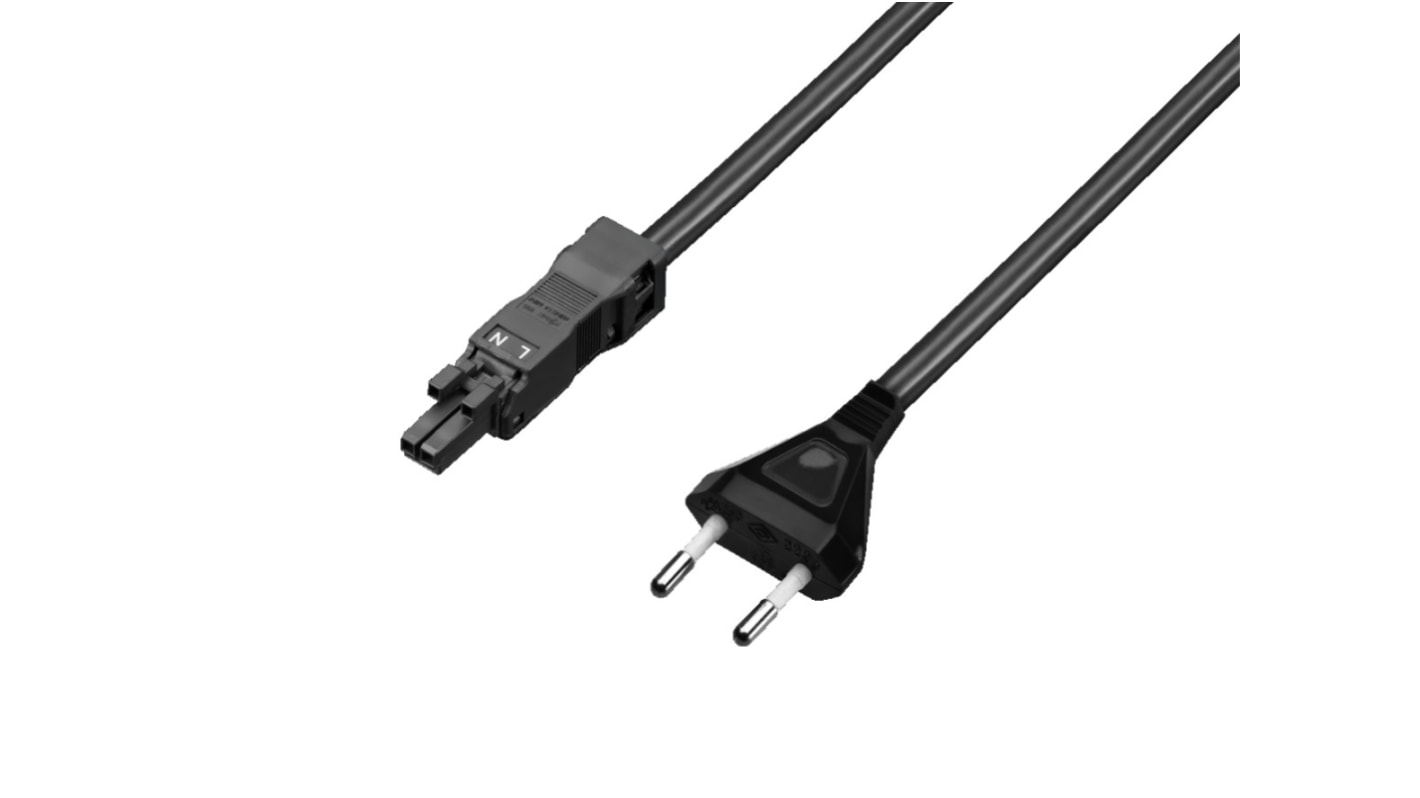 Rittal Netzkabel, B Eurostecker Typ C, 2m Schwarz