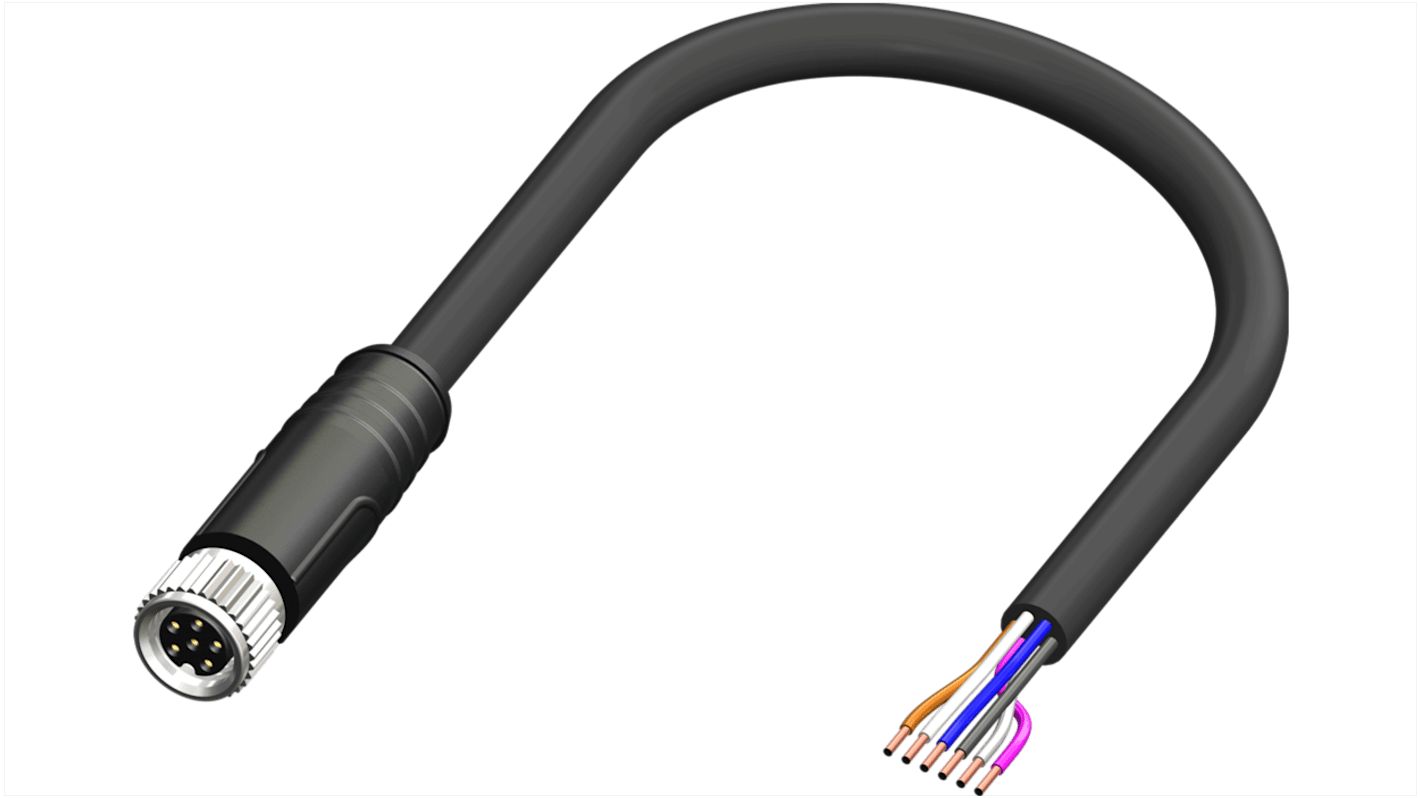 Cable de conexión RS PRO, con. A M8 Hembra, 6 polos, con. B Sin terminación, cod.: A, long. 2m