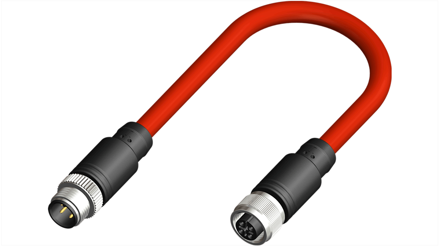 RS PRO konfektioniertes Sensorkabel 3-adrig, Buchse gerade / M12 Stecker gerade, Länge 1m