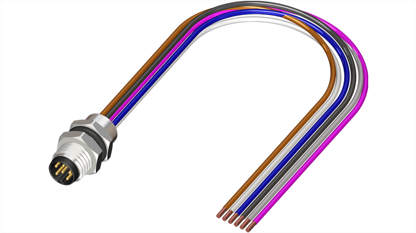 RS PRO konfektioniertes Sensorkabel 6-adrig, Stecker gerade / offenes Ende, Länge 500mm