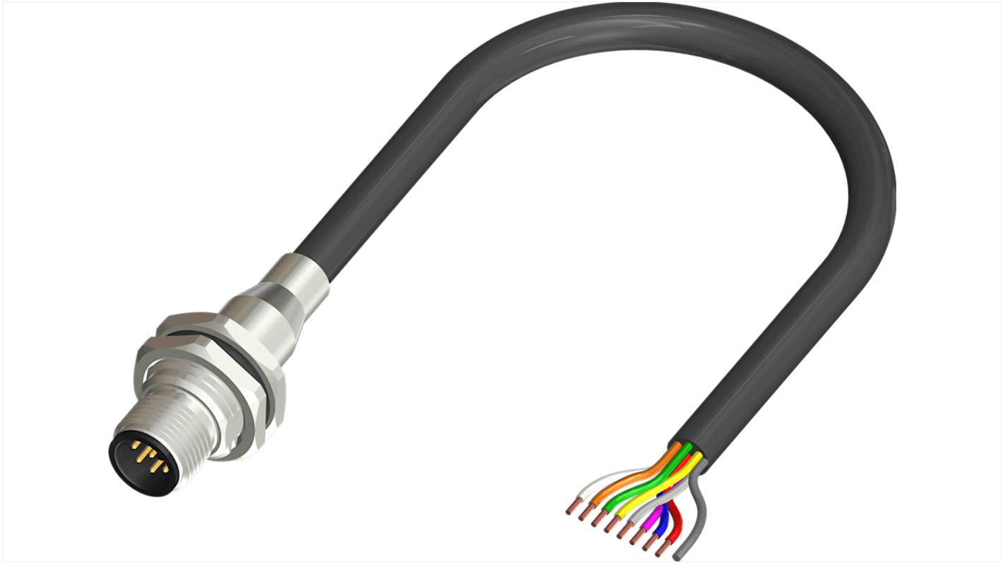 RS PRO konfektioniertes Sensorkabel 8-adrig, Stecker gerade / offenes Ende, Länge 2m