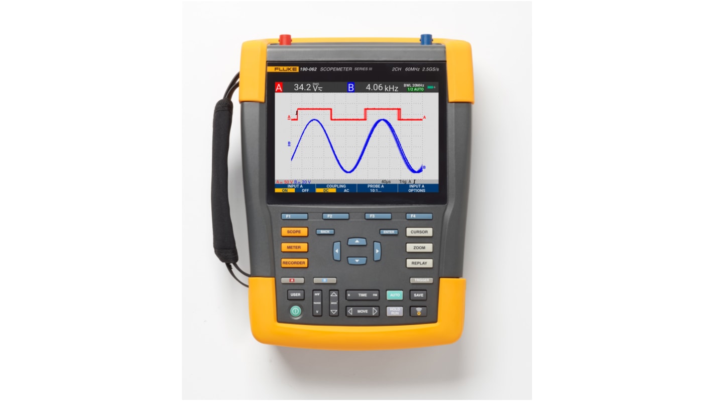 Fluke 190-062-III ScopeMeter III Series Digital Portable Oscilloscope, 2 Analogue Channels, 60MHz - RS Calibrated