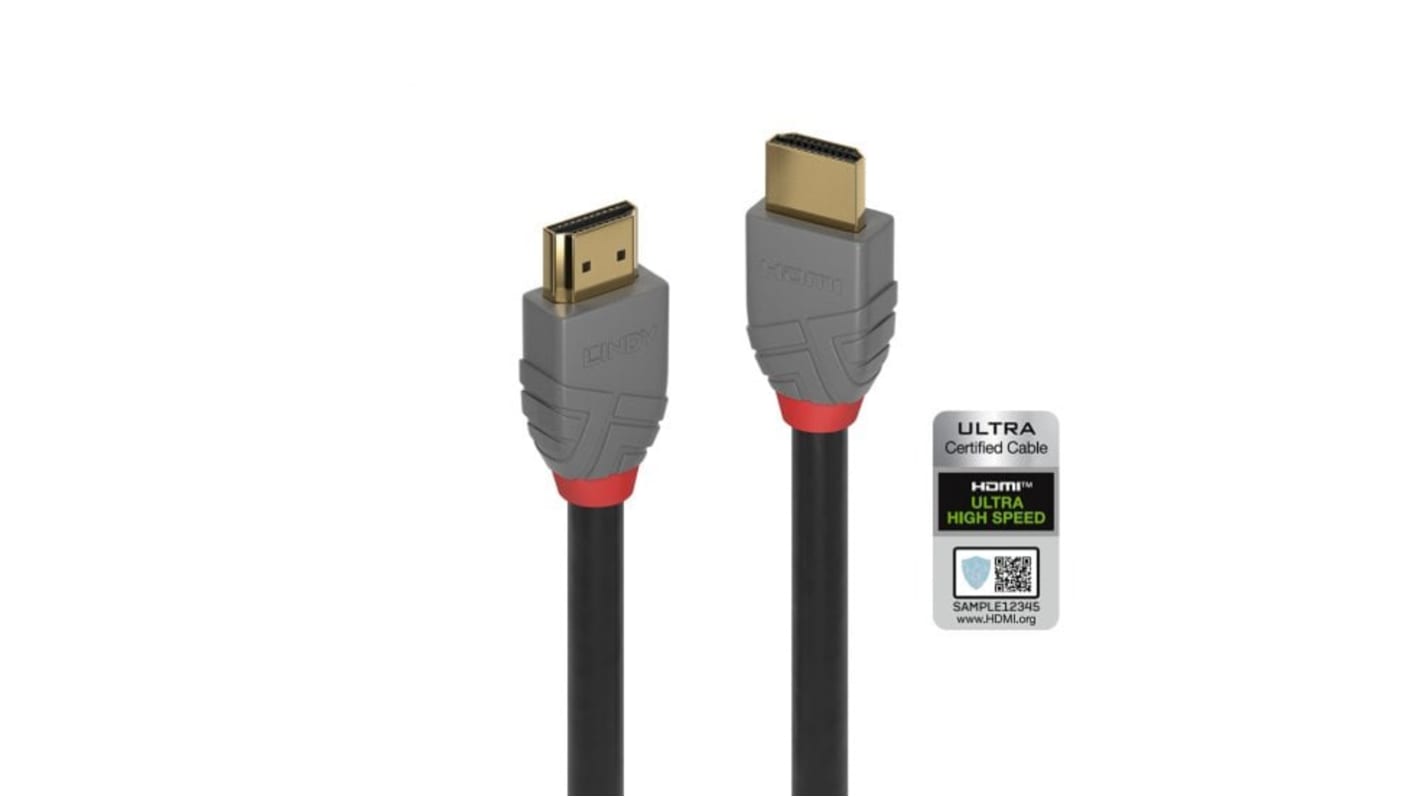 Lindy Electronics 10240 x 4320 HDMI线, HDMI 2.1, HDMI公插转HDMI公插, 50cm长, 黑色