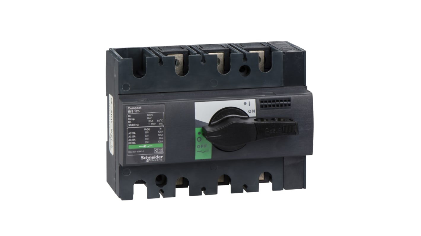 Schneider Electric 3P Pole Switch Disconnector - 125A Maximum Current, 75kW Power Rating, IP40