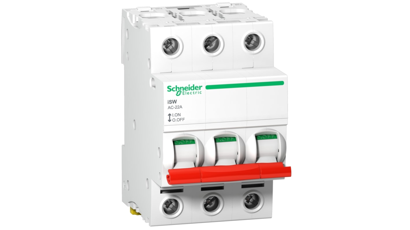 Schneider Electric 3P Pole DIN Rail Switch Disconnector - 63A Maximum Current, IP20