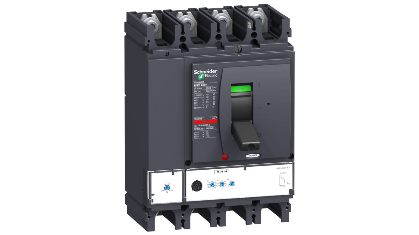 LV432677 Schneider Electric, ComPact MCCB Molded Case Circuit Breaker 4P 400A, Fixed Mount RS