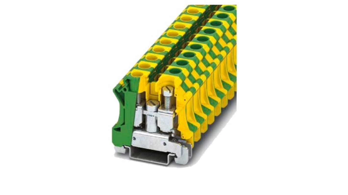 Siemens 8WH1201 Series Green/Yellow DIN Rail Terminal Block, Single-Level, Screw Termination