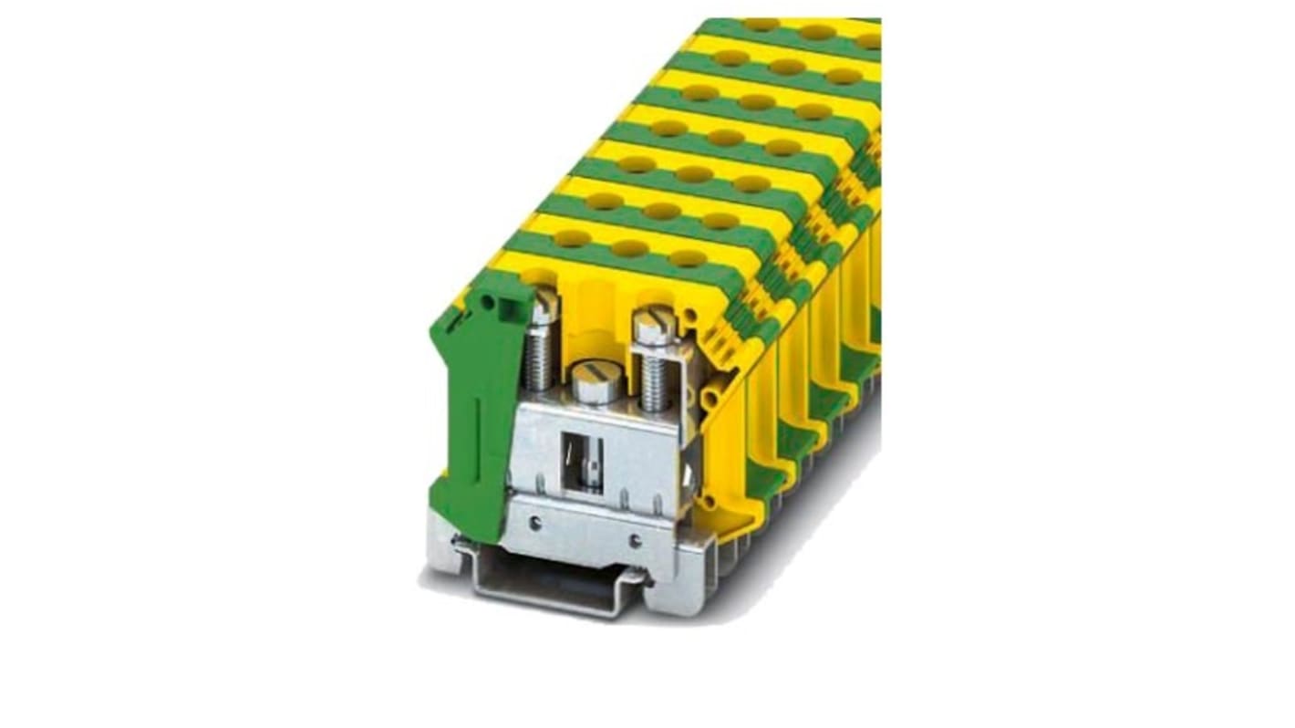 Siemens 8WH1201 Series Green/Yellow DIN Rail Terminal Block, Single-Level, Screw Termination