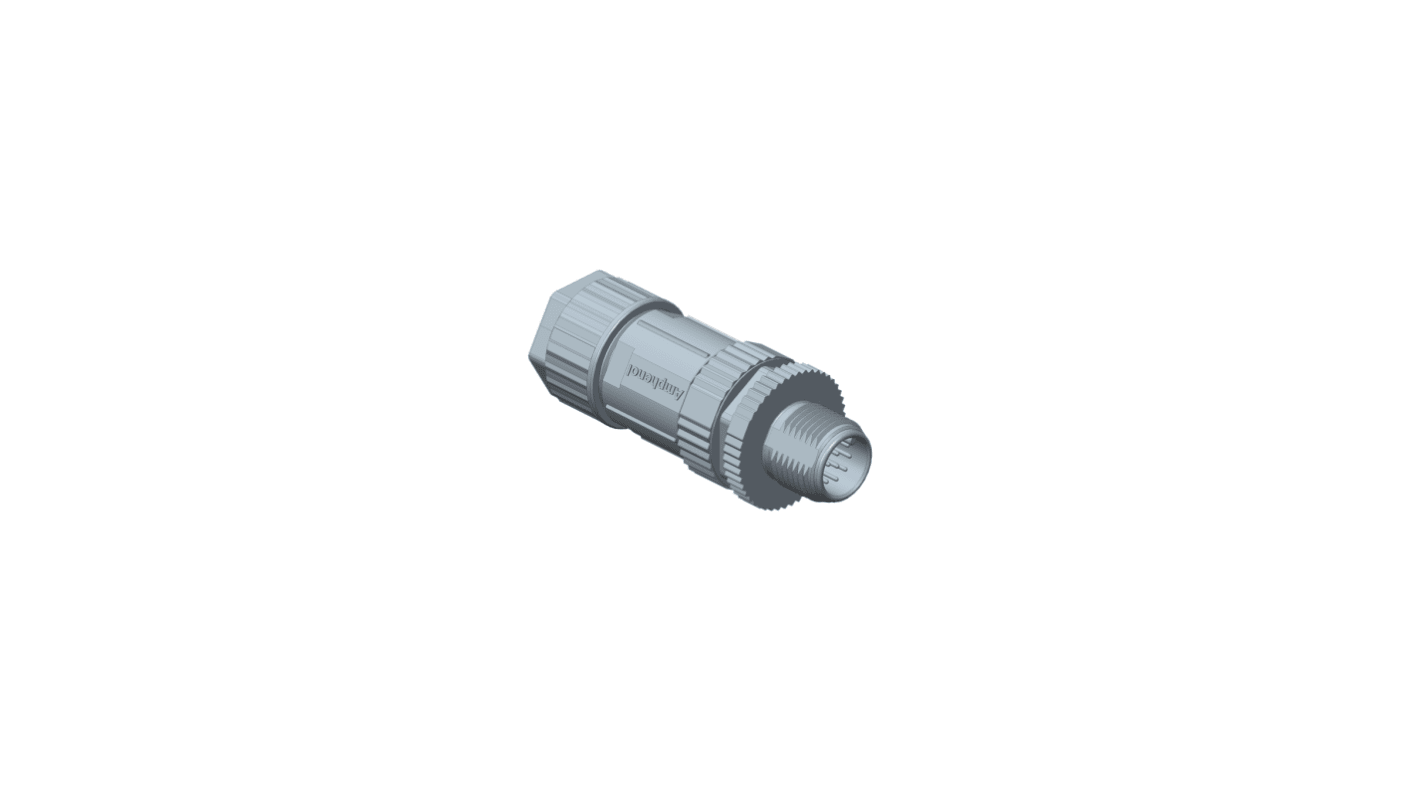 Amphenol Industrial Circular Connector, 3 Contacts, Cable Mount, M12 Connector, Plug, Male, IP67, M Series