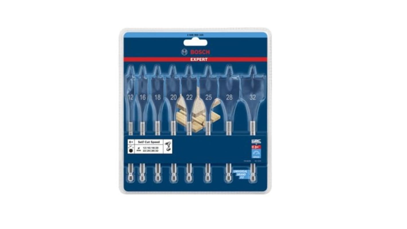 2608900333 Bosch 6Piece Flat Wood Drill Bit Set for Wood, 25mm Max