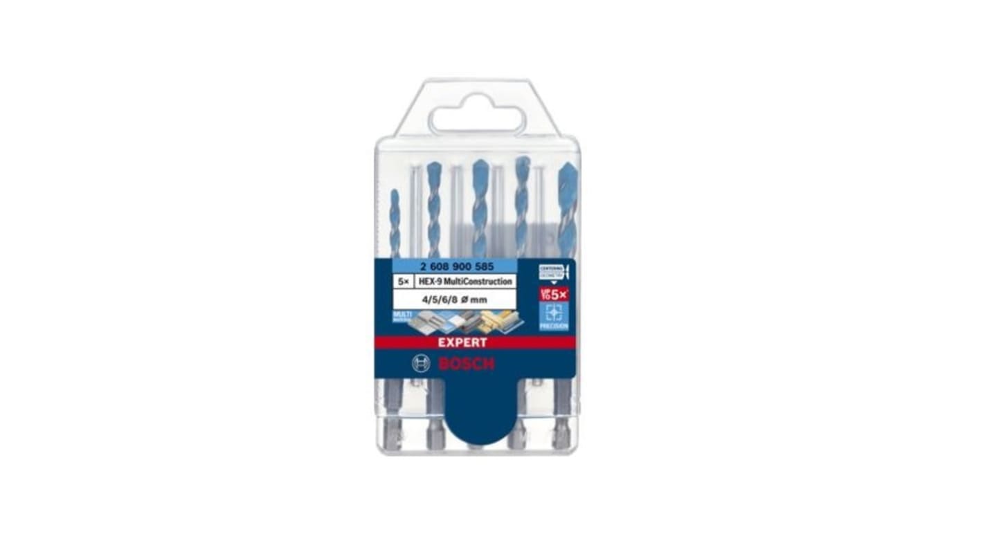 Bosch 3-Piece Tile Drill Bit Set for Masonry, 8mm Max, 5mm Min, Carbide Tipped Bits