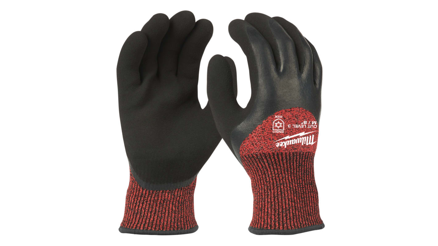 Milwaukee Red Latex Cut Resistant Gloves, Size 8, Medium, Latex Coating